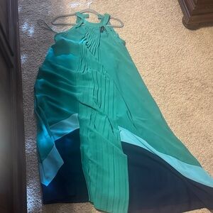 Adelyn Rae Teal and Navy Maxi Dress